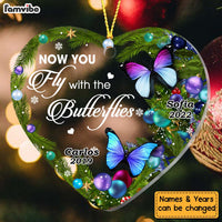 Personalized Loss Of Mom Dad Butterfly Sympathy Heart Ornament 28094 thumb 1
