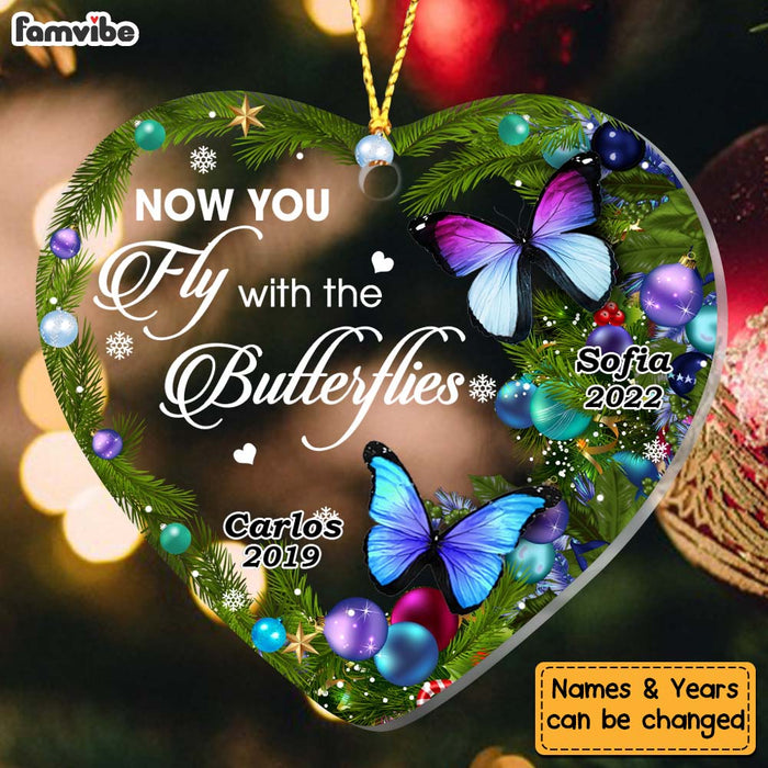 Personalized Loss Of Mom Dad Butterfly Sympathy Heart Ornament 28094 1