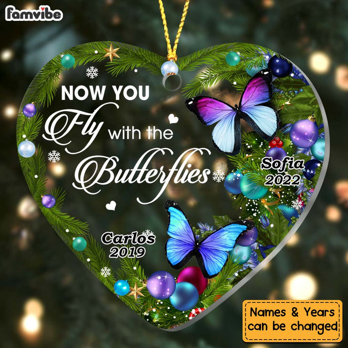 Personalized Loss Of Mom Dad Butterfly Sympathy Heart Ornament 28094 1