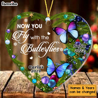 Personalized Loss Of Mom Dad Butterfly Sympathy Heart Ornament 28094 thumb 1