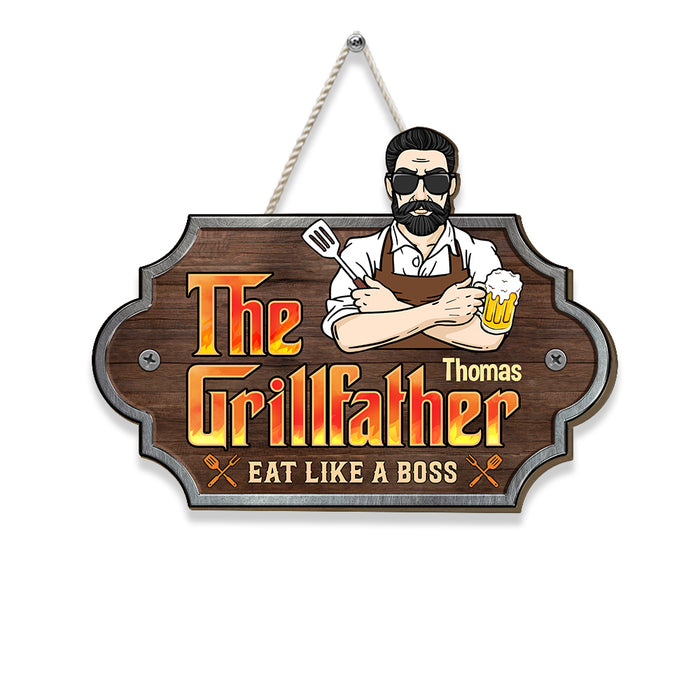 Personalized Gift For Grandpa The Grillfather Wood Sign 28095 1