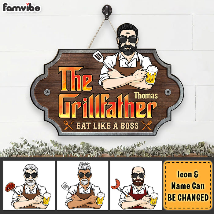 Personalized Gift For Grandpa The Grillfather Wood Sign 28095 1