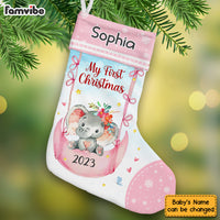 Personalized Baby Gift My First Christmas Pink Elephant Stocking 28108 thumb 1
