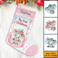 Personalized Baby Gift My First Christmas Pink Elephant Stocking 28108 thumb 1
