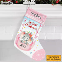 Personalized Baby Gift My First Christmas Pink Elephant Stocking 28108 thumb 1
