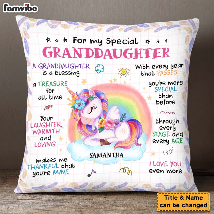 Personalized Gift For Extraodinary Granddaughter Unicorn Pillow 28117 1