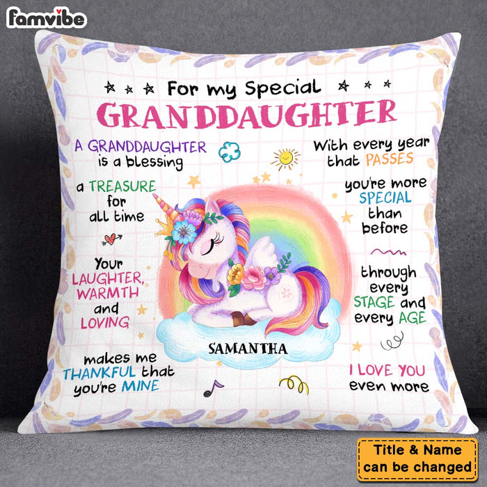 Personalized Gift For Extraodinary Granddaughter Unicorn Pillow 28117 1