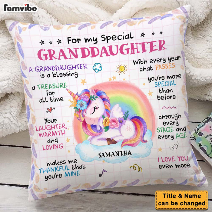 Personalized Gift For Extraodinary Granddaughter Unicorn Pillow 28117 1