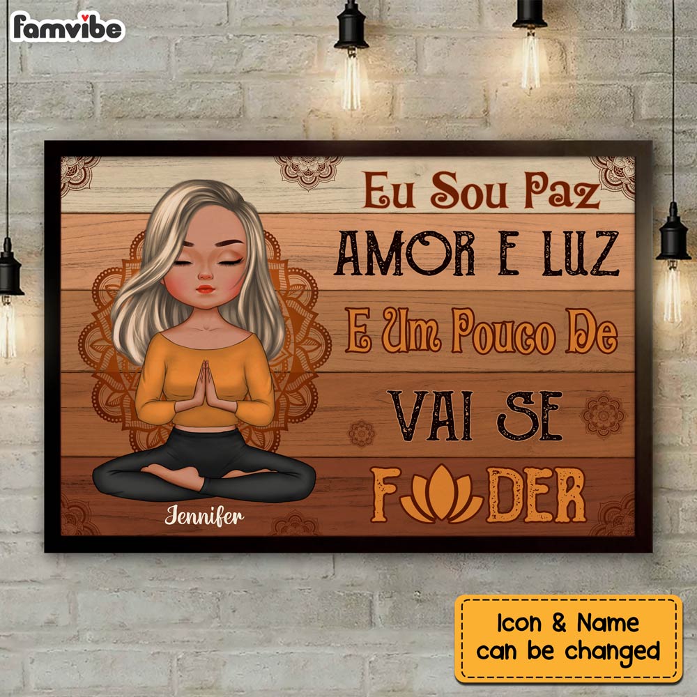 PersonalizedEu Sou Paz Amor E Luz  Spanish Yoga Poster 28131 Primary Mockup