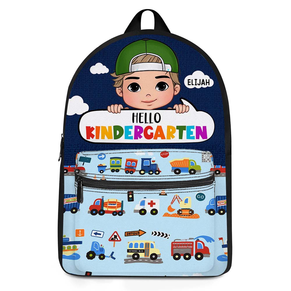 Personalized Hello Kindergarten Grandson Granddaughter Backpack BackPack 28140 Primary Mockup