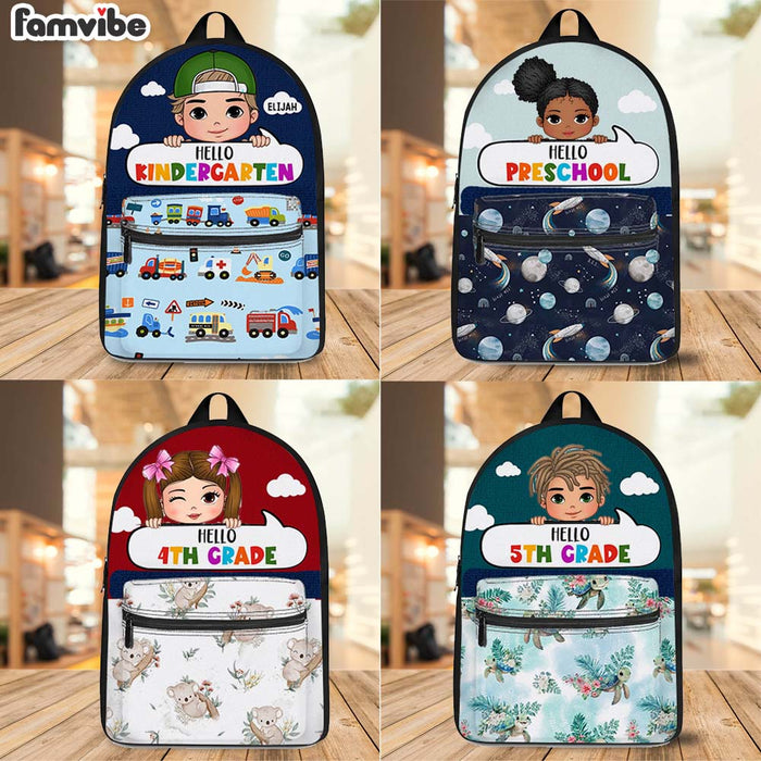 Personalized Hello Kindergarten Grandson Granddaughter Backpack BackPack 28140 1