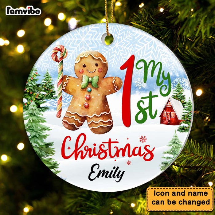Personalized Gift For Baby My 1st Christmas Gingerbread Circle Ornament 28142 1