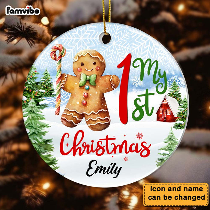 Personalized Gift For Baby My 1st Christmas Gingerbread Circle Ornament 28142 1