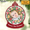 Personalized Gift For Newborn Baby First Christmas Snow Globe Photo Ornament 28143 1