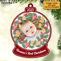 Personalized Gift For Newborn Baby First Christmas Snow Globe Photo Ornament 28143 thumb 1