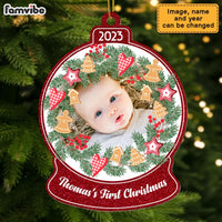 Personalized Gift For Newborn Baby First Christmas Snow Globe Photo Ornament 28143 thumb 1