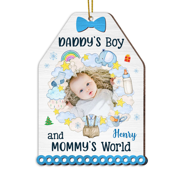 Personalized Christmas Gift For Newborn Baby Dad And Mom's World Photo Ornament 28153 1