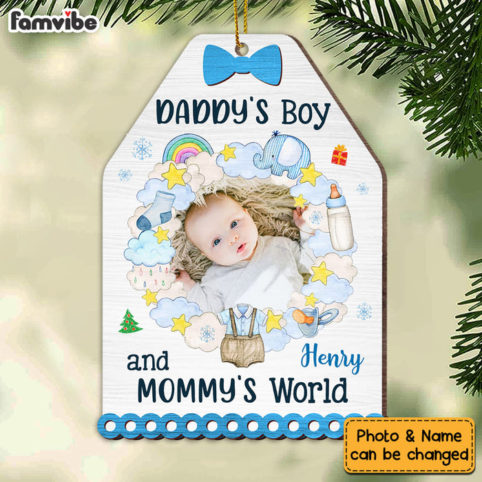 Personalized Christmas Gift For Newborn Baby Dad And Mom's World Photo Ornament 28153 1