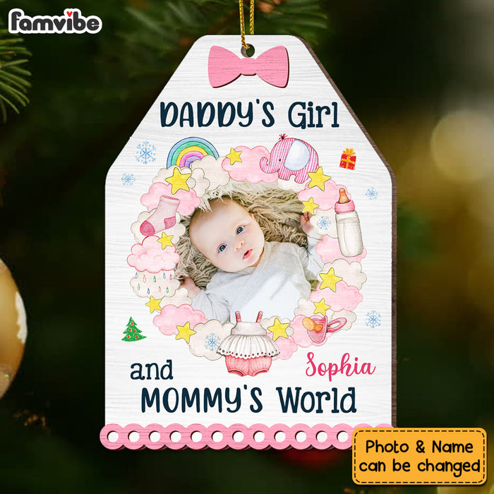 Personalized Christmas Gift For Newborn Baby Dad And Mom's World Photo Ornament 28153 1