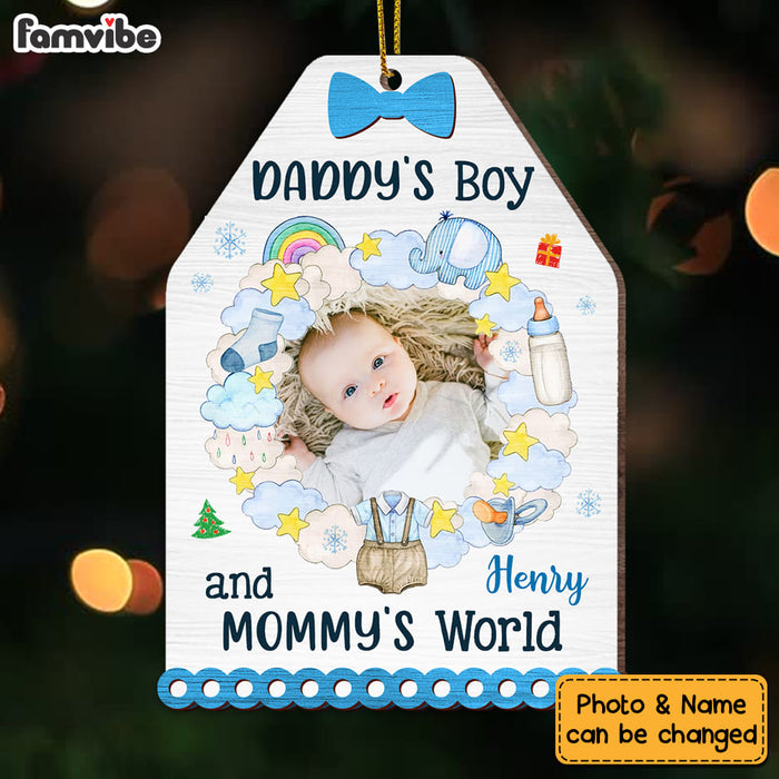 Personalized Christmas Gift For Newborn Baby Dad And Mom's World Photo Ornament 28153 1
