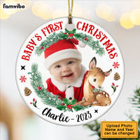 Personalized Photo Deer Baby's First Christmas Circle Ornament 28155 thumb 1