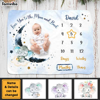 Personalized Elephant Baby Milestone Blanket 28156 thumb 1
