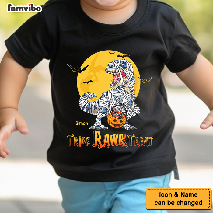Personalized Trick Rawr Treat Halloween Shirt For Kids Kid T Shirt 28161 1