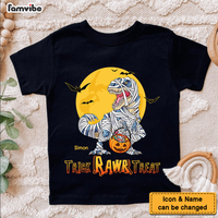 Personalized Trick Rawr Treat Halloween Shirt For Kids Kid T Shirt 28161 thumb 1