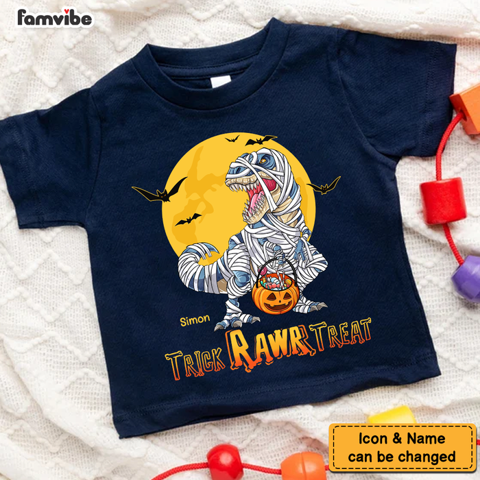 Personalized Trick Rawr Treat Halloween Shirt For Kids Kid T Shirt 28161 1