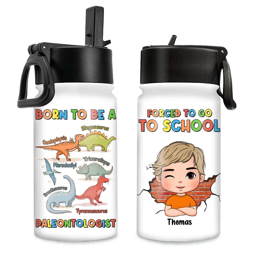 Personalized Gift For Grandson Paleontologist Kids Water Bottle With Straw Lid 28170 Primary Mockup