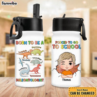 Personalized Gift For Grandson Paleontologist Kids Water Bottle With Straw Lid 28170 thumb 1