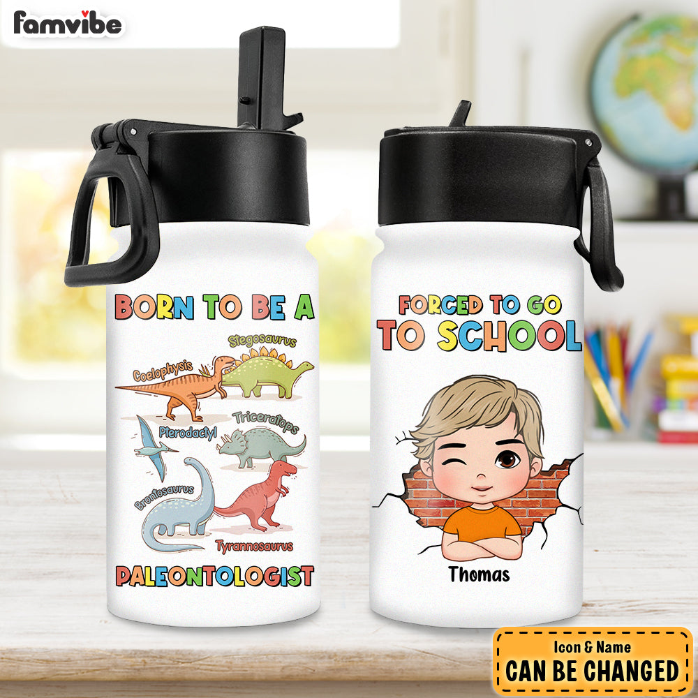 Personalized Gift For Grandson Paleontologist Kids Water Bottle With Straw Lid 28170 Primary Mockup