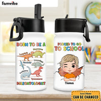 Personalized Gift For Grandson Paleontologist Kids Water Bottle With Straw Lid 28170 thumb 1
