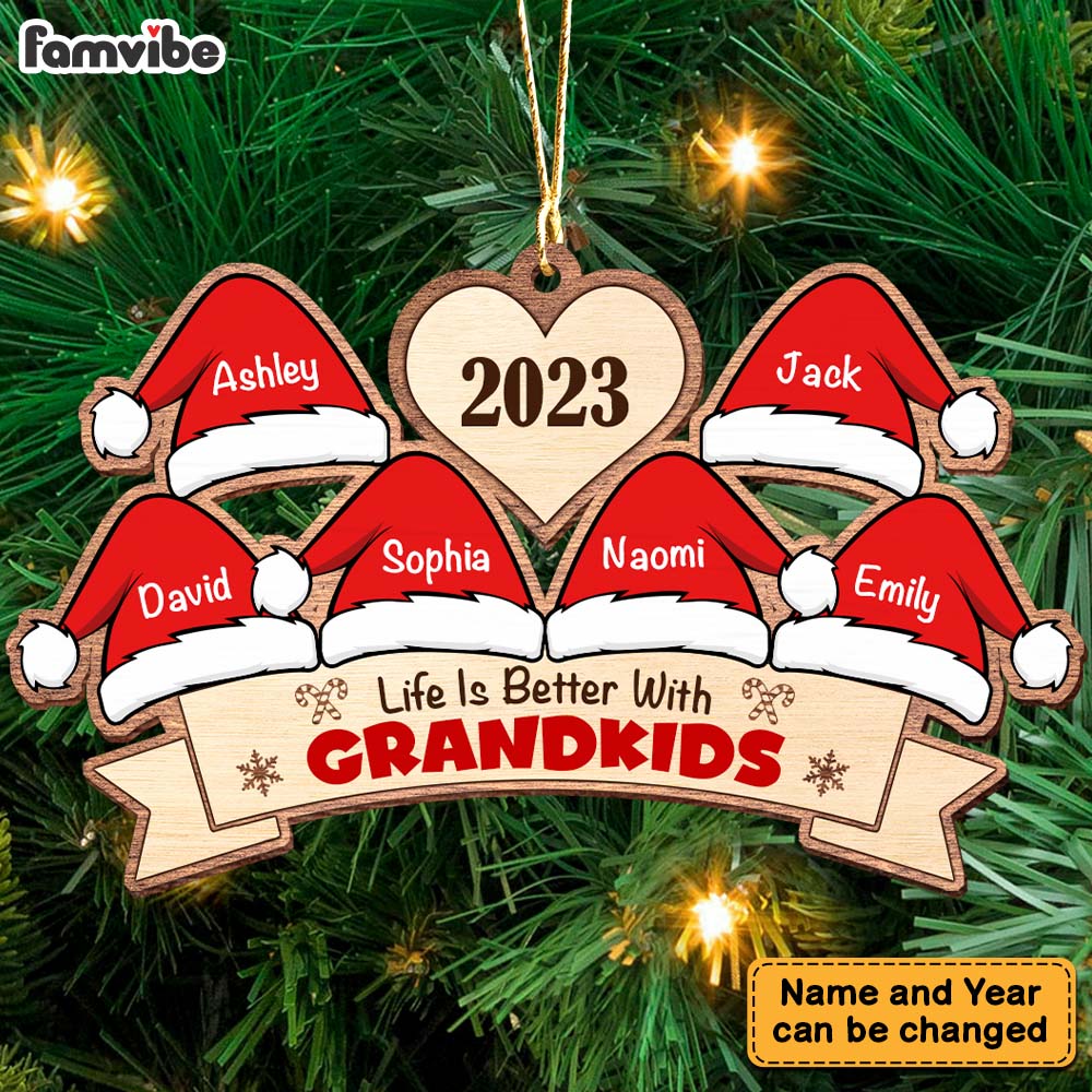 Personalized Christmas Gift For Grandma Santa Hats Ornament 28171 Mockup 4