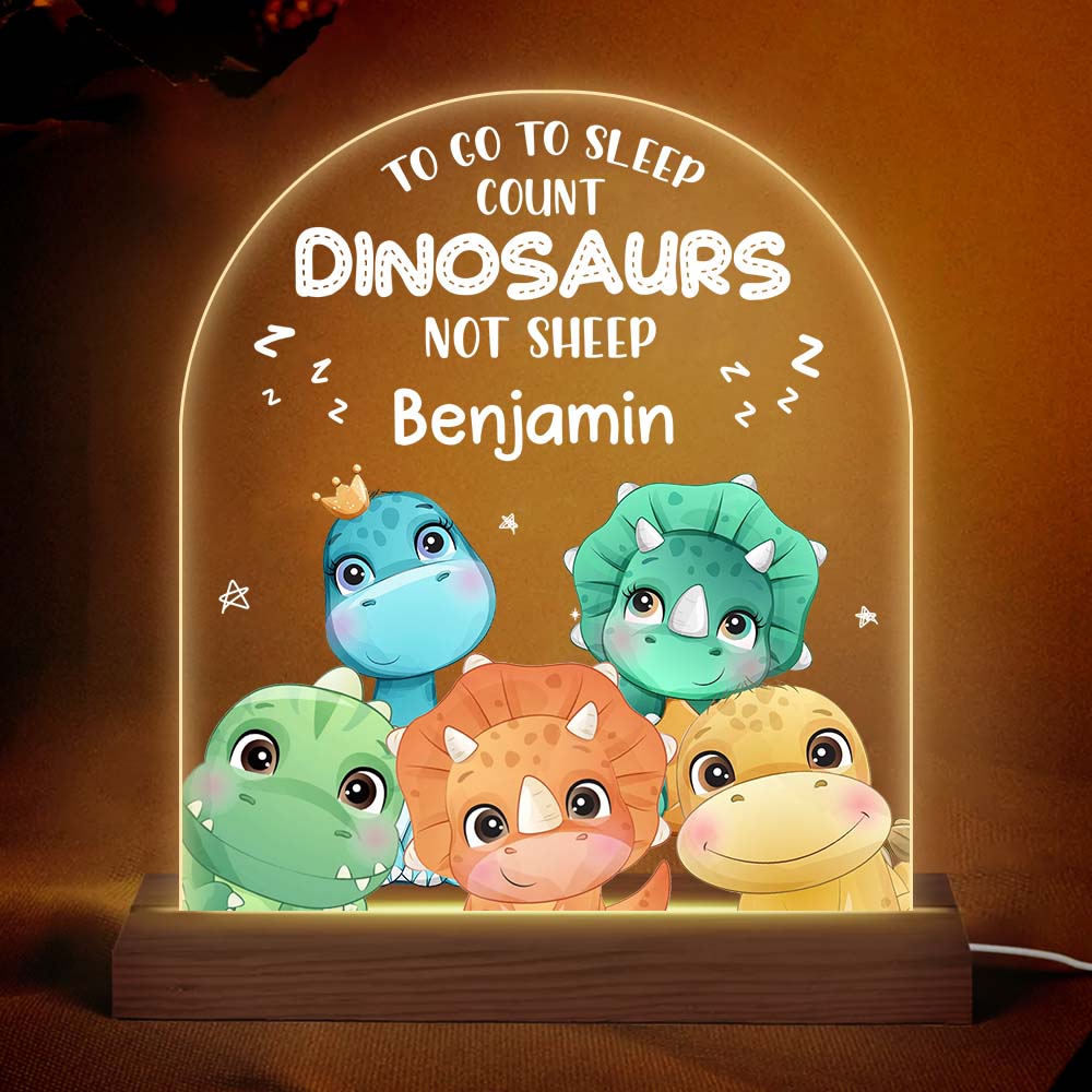 Personalized  To Go To Sleep Count Dinosaurs For Kid Plaque LED Lamp Night Light 28172 Primary Mockup
