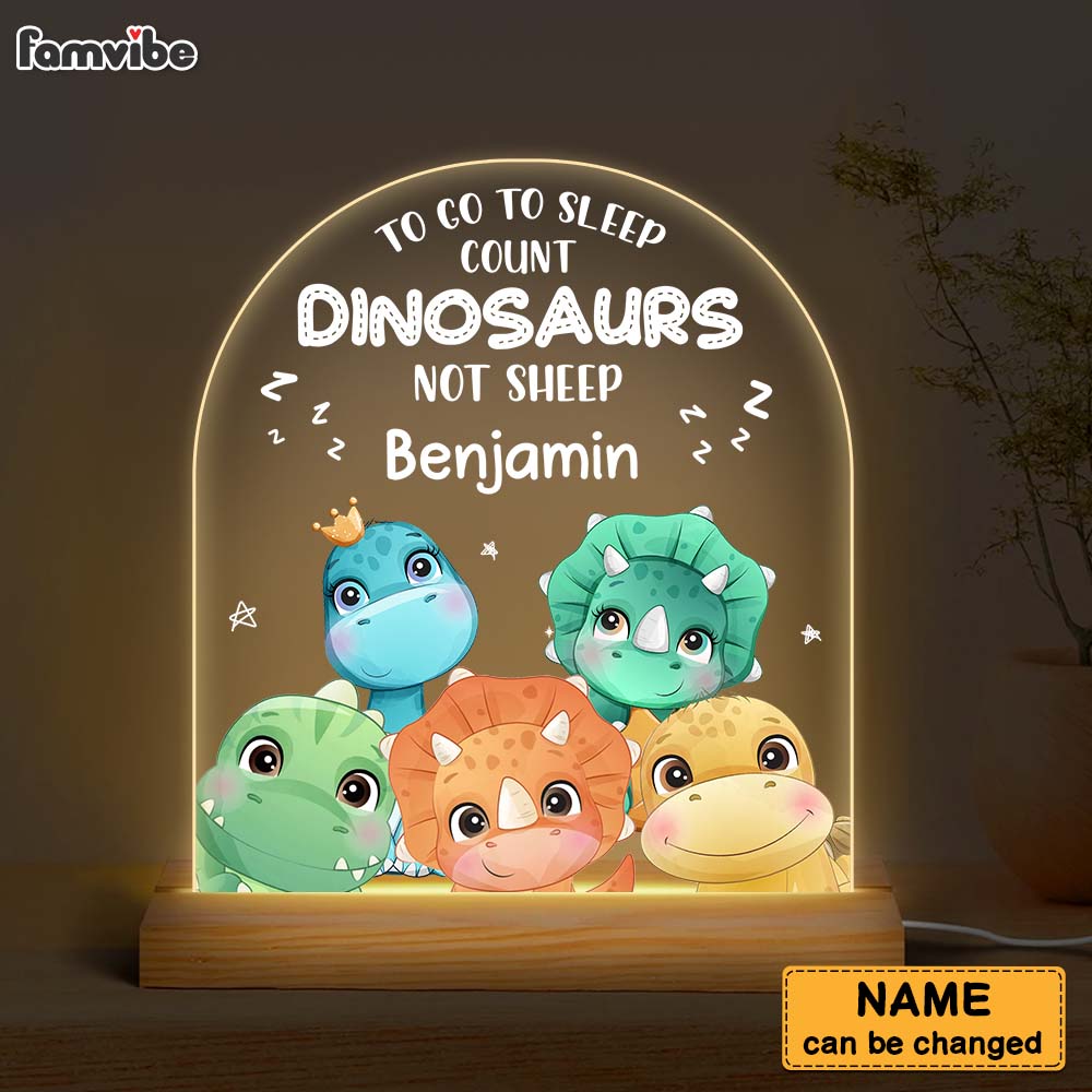 Personalized  To Go To Sleep Count Dinosaurs For Kid Plaque LED Lamp Night Light 28172 Primary Mockup