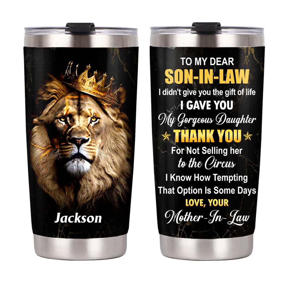 Personalized Gift For Son-In-Law Lion Steel Tumbler 28180 Primary Mockup