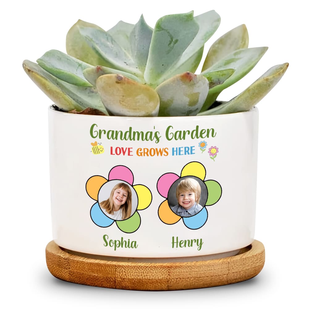 Personalized Gift For Grandma Upload Photo Flower Plant Pot 28182 Primary Mockup