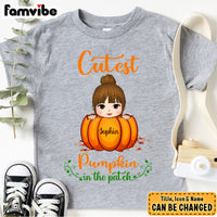 Personalized Gift For Granddaughter Cutest Pumpkin In The Patch Kid T Shirt 28194 thumb 1