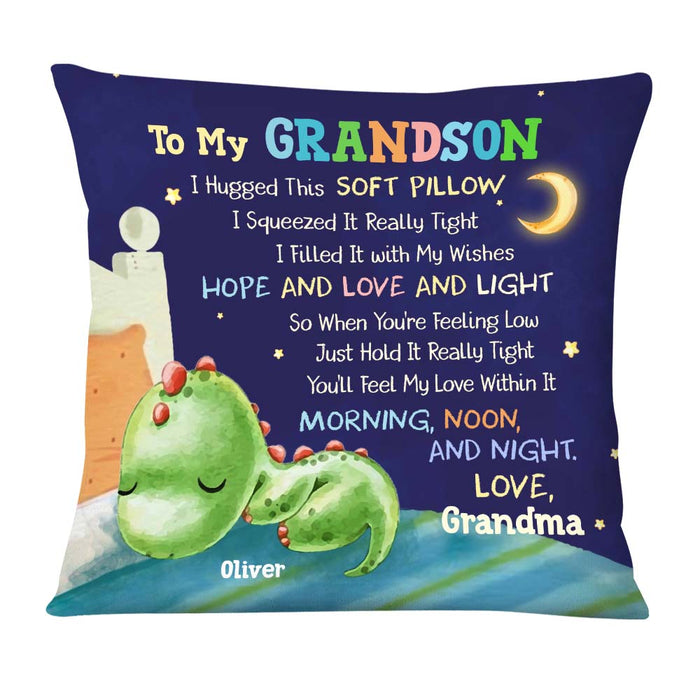 Personalized Gift For Grandson Sleeping Dino "To my Grandson" Pillow 28203 1