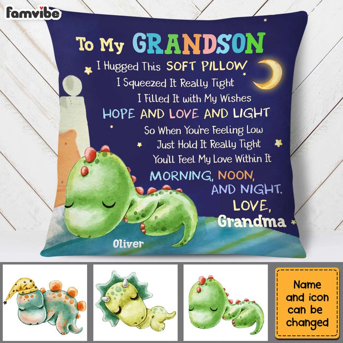 Personalized Gift For Grandson Sleeping Dino "To my Grandson" Pillow 28203 1