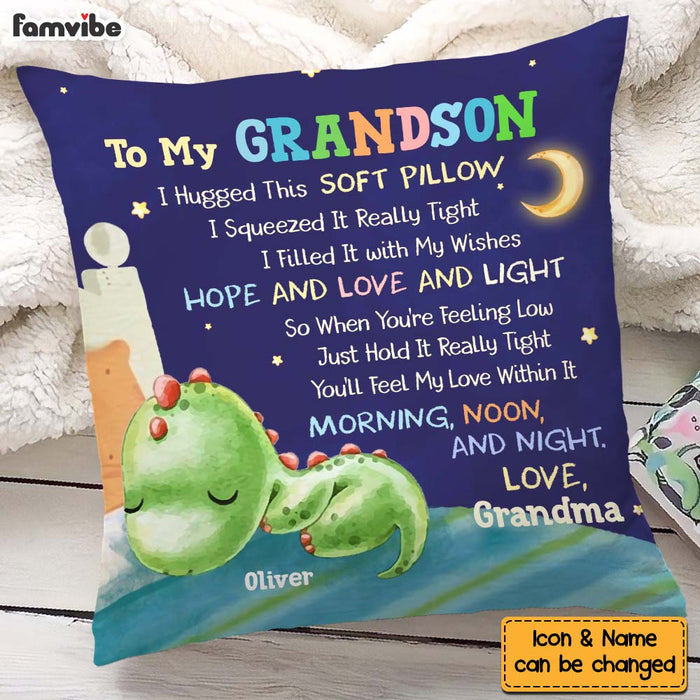 Personalized Gift For Grandson Sleeping Dino "To my Grandson" Pillow 28203 1