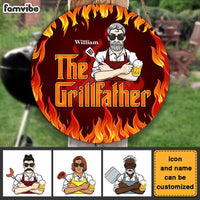 Personalized Gift For Grandpa The Grillfather Round Wood Sign 28207 thumb 1