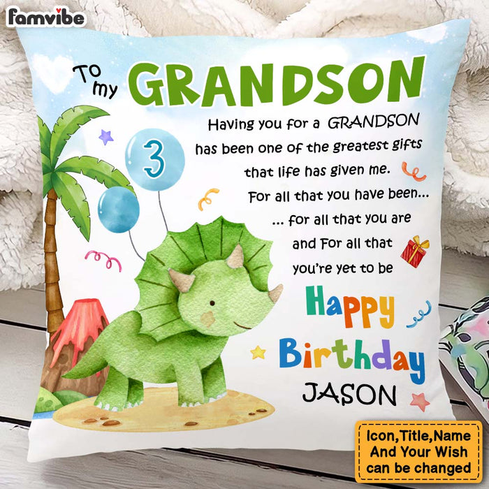Personalized Gift For Grandson Dinosaur The Greatest Gift Pillow 28213 1