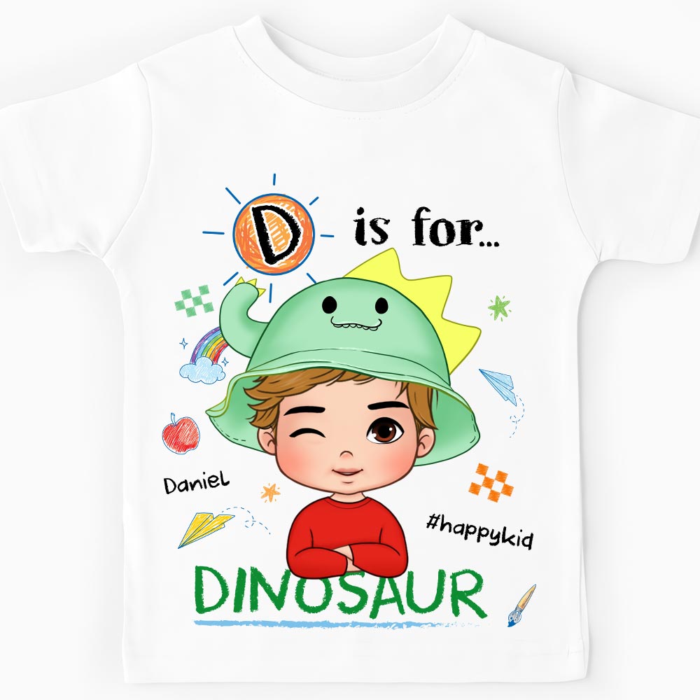Personalized Gift For Grandson Happy Kid Alphabet Kid T Shirt 28217 Mockup Black
