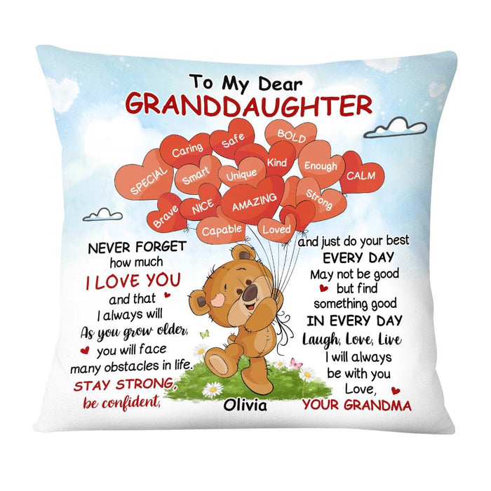 Personalized Birthday Gift For Granddaughter Bear Positive Pillow 28223 1