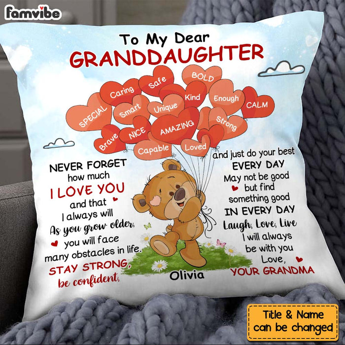 Personalized Birthday Gift For Granddaughter Bear Positive Pillow 28223 1