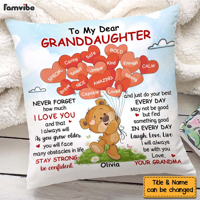 Personalized Birthday Gift For Granddaughter Bear Positive Pillow 28223 1