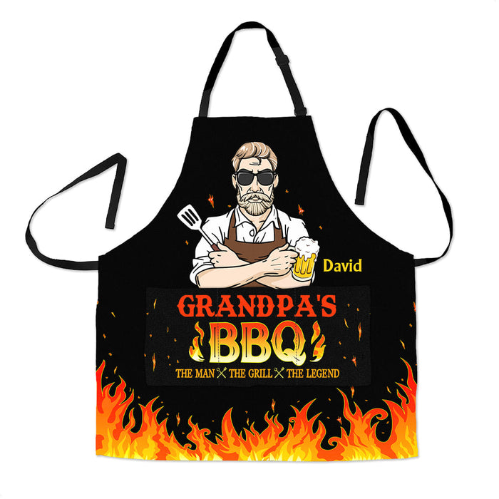 Personalized  The Man The Grill The Legend Grandpa Gift Apron With Pocket 28226 1