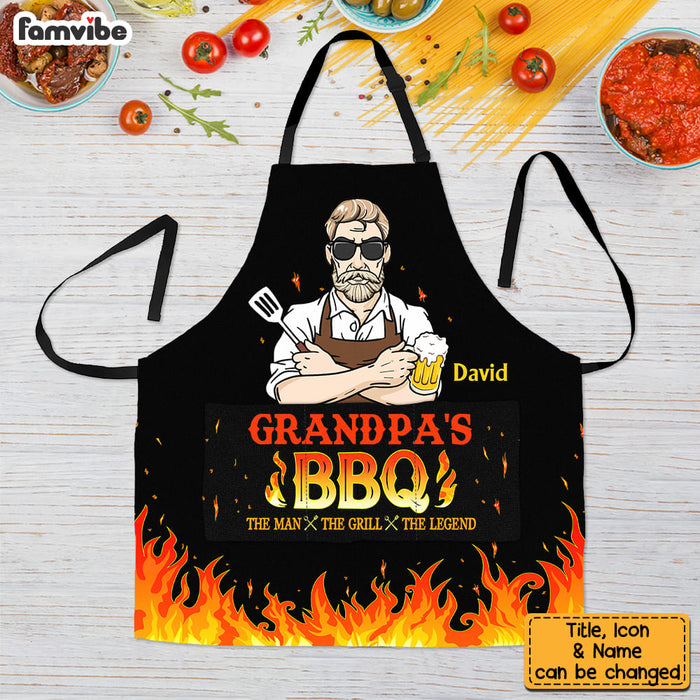 Personalized  The Man The Grill The Legend Grandpa Gift Apron With Pocket 28226 1